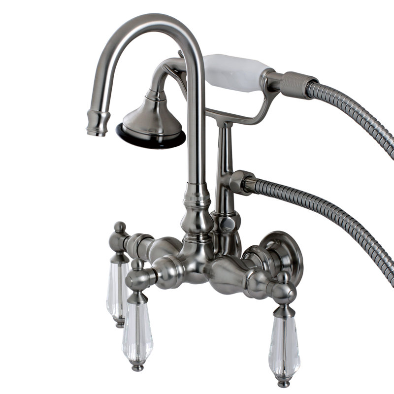 Kingston Brass Wilshire Triple Handle Wall Mount Clawfoot Tub Faucet